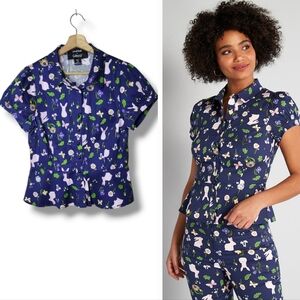 Modcloth Collectif Mary Grace Enchanted Meadow Blouse Spring Easter Size 8 NWT